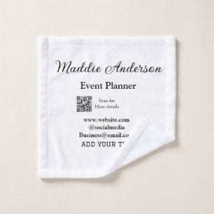 Event planner add name Q R code details website em Wash Cloth