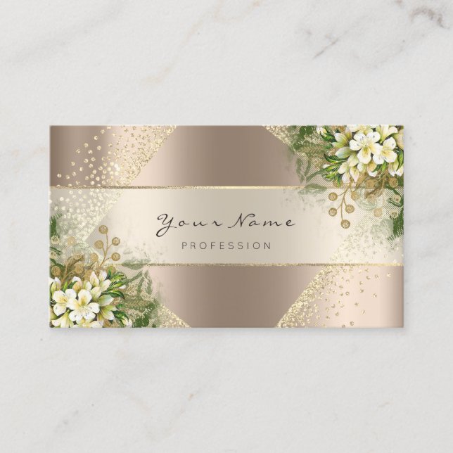Event Planner Beauty Blogger Blush Gold Floral Business Card (Front)