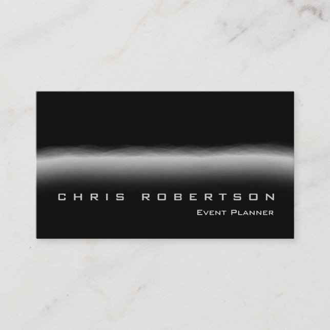 Event Planner Black Grey Trendy Business Card (Front)
