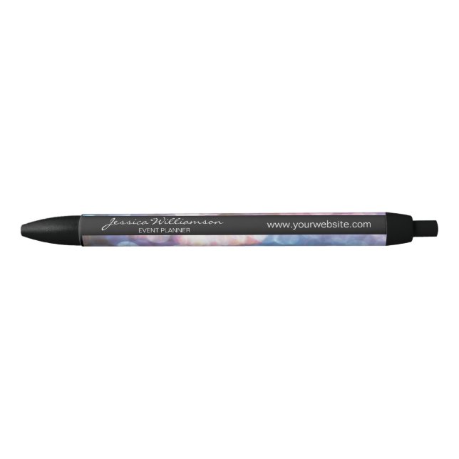 Event Planner bokeh, sparkle, trendy design Black Ink Pen (Front)