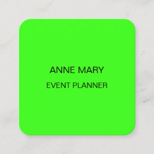Event Planner Bright Colourful Wedding Neon Green  Square Business Card
