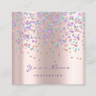 Event Planner Eyelash Makeup Rose Purple Confetti Square Business Card