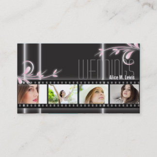 Event Planner Film Photo Business Card Black Flora
