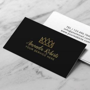 Event Planner Gold Geometric Crown Modern Black Business Card