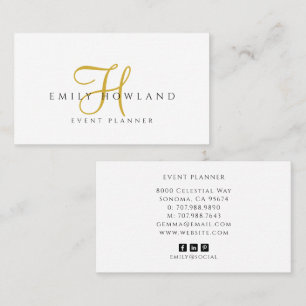 Event Planner Gold Script Monogram Name Business Card