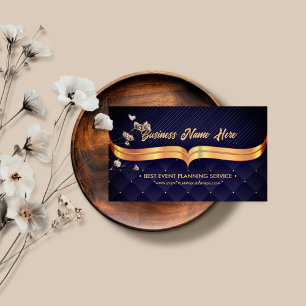 Event Planner Luxury Navy Business Card