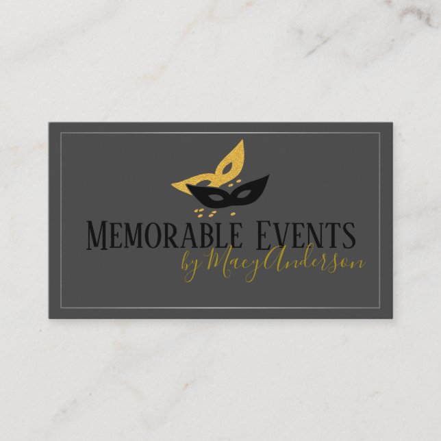 Event Planner | Masks Balloons Flutes Business Card (Front)