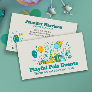 Event Planner -  Party Elements Illustration Business Card