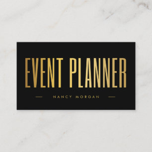 Event Planner Qr Code Logo Black And Gold Business Card