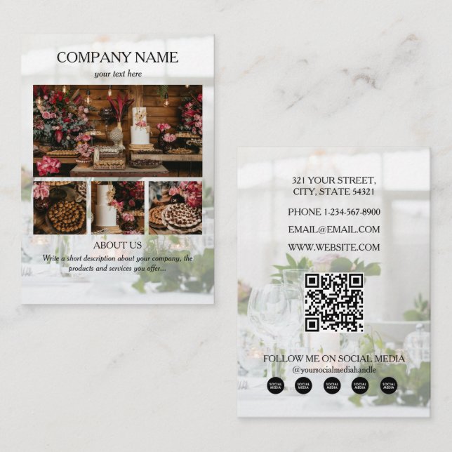 Event Planning Business 5 Photos Social Media Business Card (Front/Back)