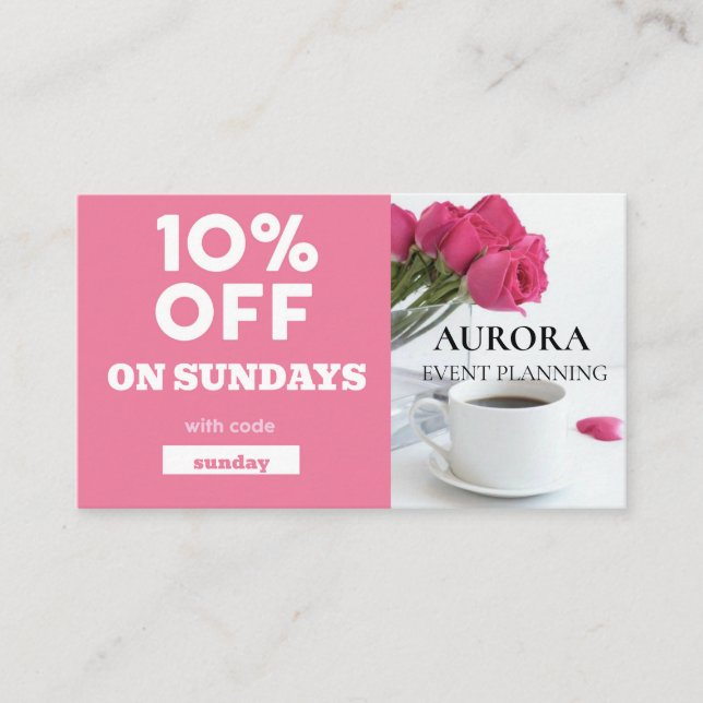 Event Planning Discount Sale Business Card (Front)