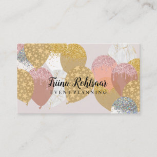 Event Planning Glitter Sparkling Rose Business Car Card