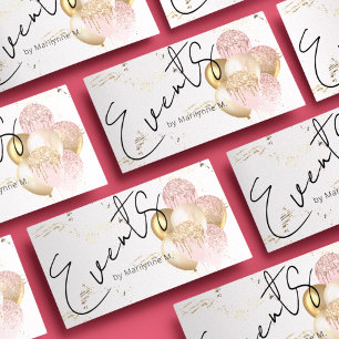 Event Planning Modern Glitter Balloons Business Card
