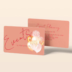 Event Planning Modern Glitter Balloons Business Card