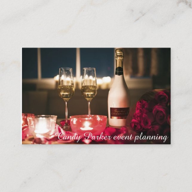 Event Planning Sparkling Wine Macro Business Card (Front)