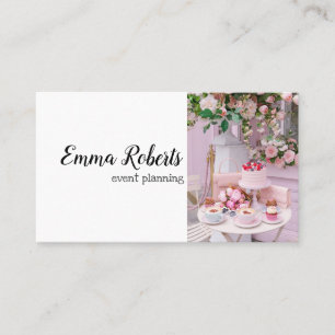 Event Planning Vintage Floral Elegant  Business Card