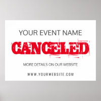 Event red cancellation announcement signage