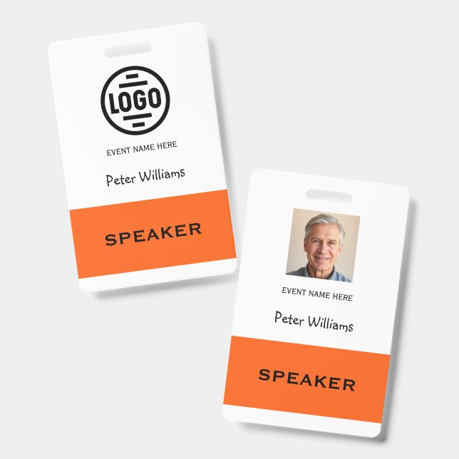 Event Speaker Photo ID Badge Pass (Front & Back)