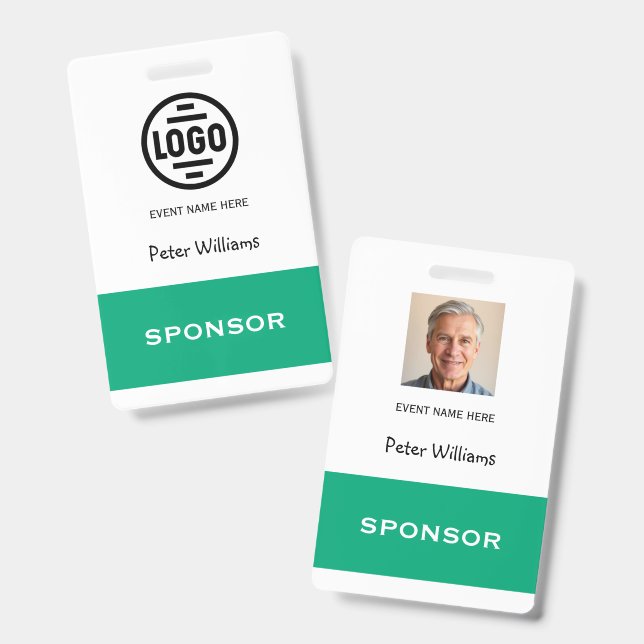 Event Sponsor Photo ID Badge Pass (Front & Back)