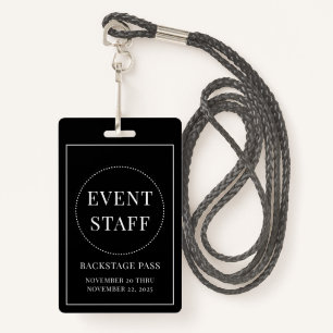 Event Staff Backstage Pass ID ID Badge