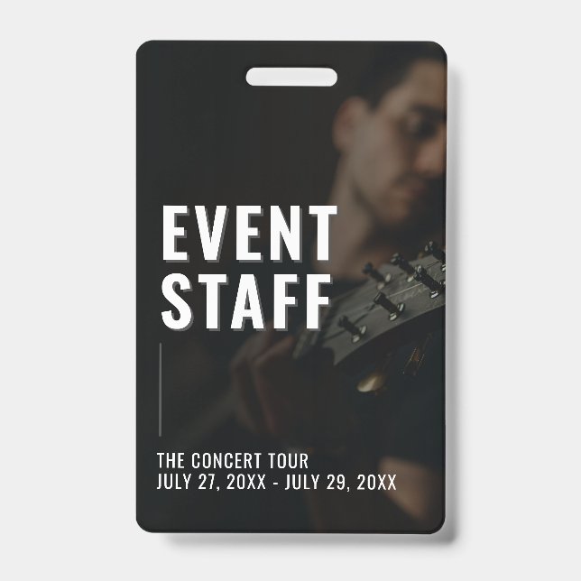 Event Staff Backstage Pass with Photo ID Badge (Front)