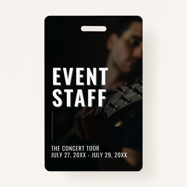 Event Staff Backstage Pass with Photo ID Badge (Front)