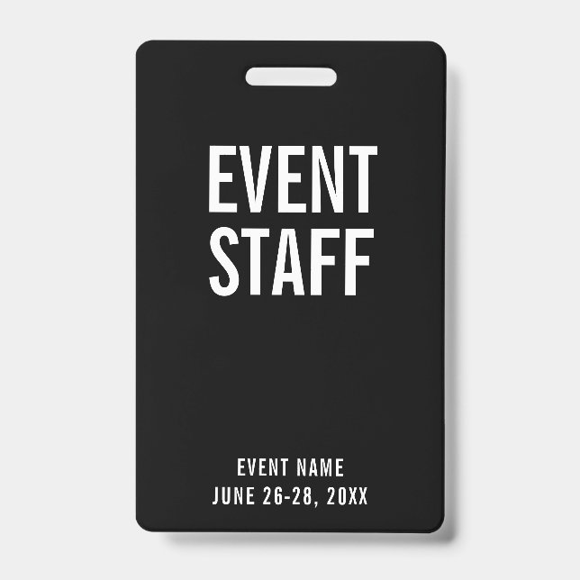 Event Staff Black All Access Pass ID Badge (Front)