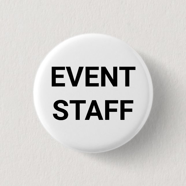 Event Staff black white custom text pin button (Front)