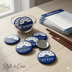 Event Staff Custom Navy Unique Stylish 6 Cm Round Badge