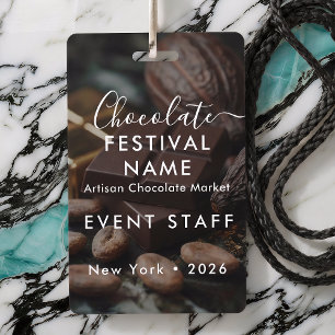 Event Staff Photo Custom Chocolate Festival Name ID Badge