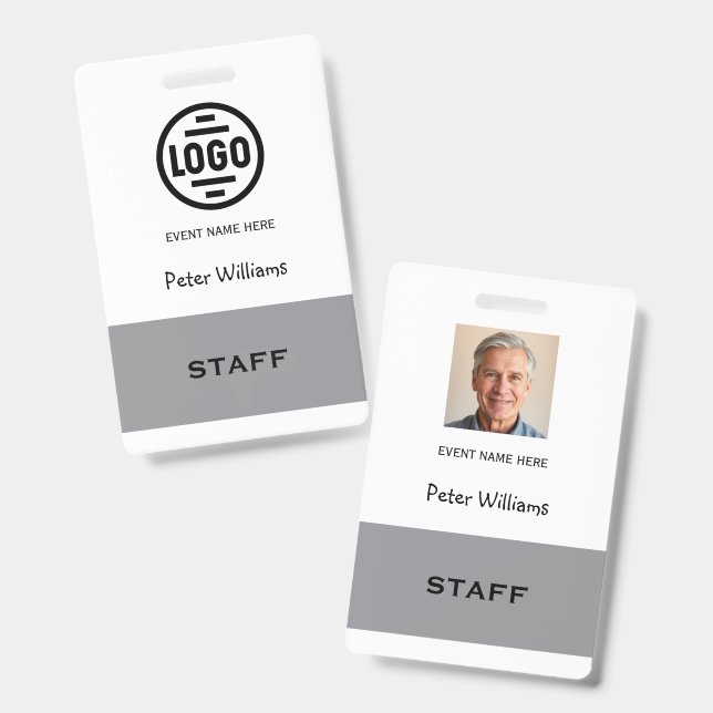 Event Staff Photo ID Badge Pass (Front & Back)