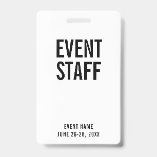 Event Staff White All Access Pass ID Badge