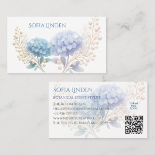 Event Stylist Powder Blue Hydrangea Watercolor Business Card