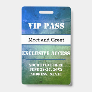 Event VIP Pass Exclusive Access Custom ID Badge