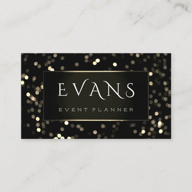Event Wedding Planner Black Gold Lights Framed Appointment Card (Front)