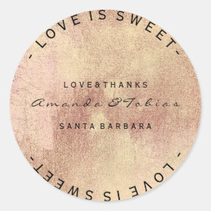 Event Wedding Thanks Copper Rose Gold Glass Skin Classic Round Sticker