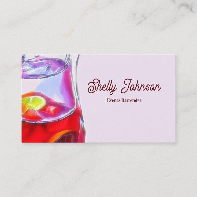 Events Bartender Fiesta Watercolor Red Sangria Business Card (Front)