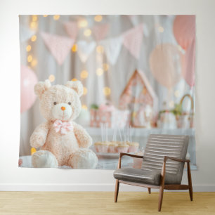 Events Pink Baby Shower Wall Backdrop Banner Tapestry