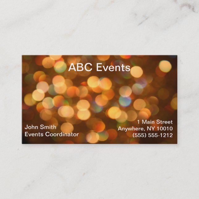 Events Planner Business Card (Front)