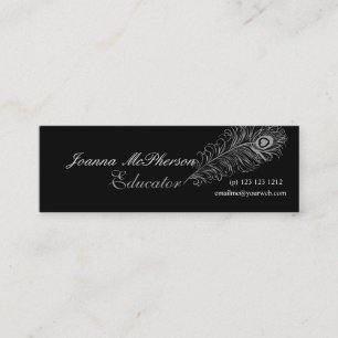 Events Planner Trendy Cool Plume Peacock Feather Mini Business Card