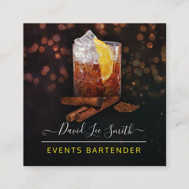 Events Professional Barman Square Business Card (Front)