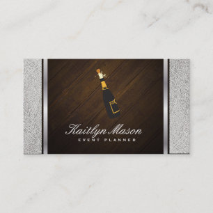 Events / White Leather & Wood / Silver Trim Business Card