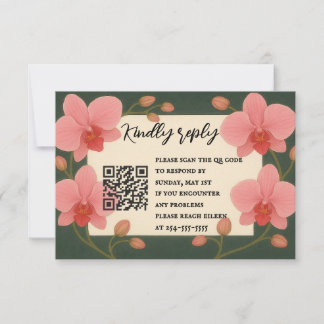Ever After Orchid QR Code RSVP Card