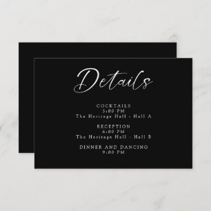 Ever After Wedding Minimal Details Reception Black RSVP Card