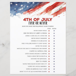 Ever or Never 4th of July Party Game