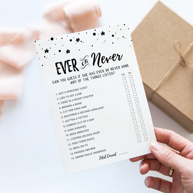 Ever or Never Editable Bridal Shower game Card (Creator Uploaded)