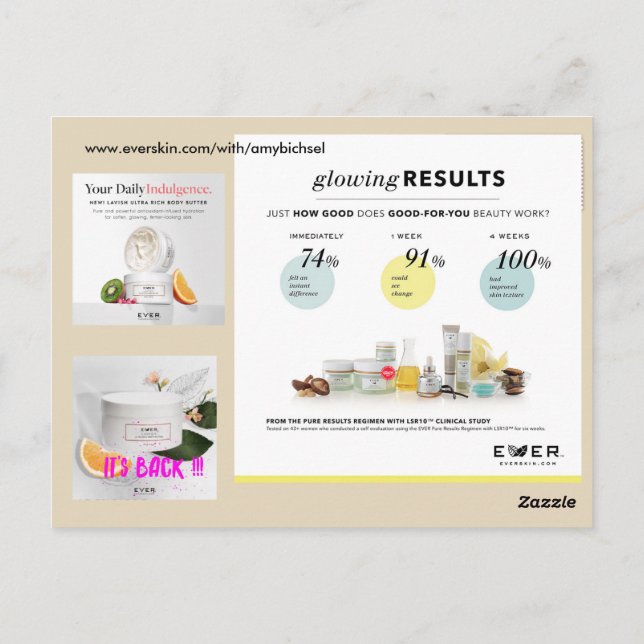 EVER Skincare postcard (Back)