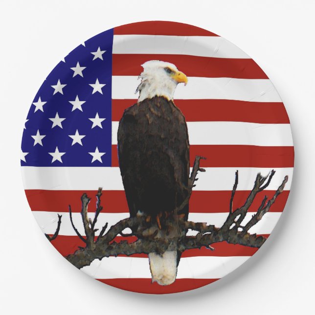Ever Vigilant Bald Eagle Paper Plate (Front)