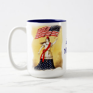 "Ever Vigilant" Vintage Patriotic Two-Tone Coffee Mug