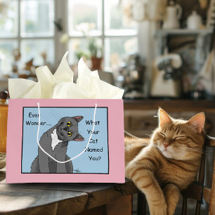 Ever Wonder Curious Cat Blue Large Gift Bag